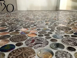 Carrelage Signature Mosaique de Marbre et Verre Marron rond - vendu par plaque de 30.5x30.5 cm -- Mosaïque Pour Salle De Bains|Mosaïque