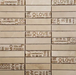 Carrelage Signature Mosaïque Pour Pièce À Vivre|Mosaïque Pour Wc<Mosaique de Marbre Poli Beige Décor Lettre Or 2.3X9.8 cm - vendu par plaque de 30X30 cm -