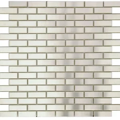 Carrelage Signature Mosaïque Pour Pièce À Vivre<Mosaique de metal Brique Argent Mat 1.5X4.8 cm - vendu par plaque de 30X30 cm -