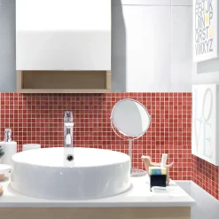 Carrelage Signature Mosaïque|Mosaïque Pour Salle De Bains<Mosaique de verre 2.3X2.3 Cm Ondulee Rouge - vendu par plaque de 30X30 Cm -