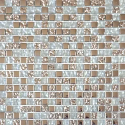 Carrelage Signature Mosaïque Pour Douche|Mosaïque Pour Pièce À Vivre<Mosaique de Verre Blanc et Verre Chrome 1.5 X 1.5 Cm - vendu par plaque de 30X30 Cm -
