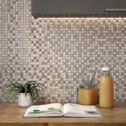 Carrelage Signature Mosaïque Pour Douche|Mosaïque Pour Pièce À Vivre<Mosaique de Verre Blanc et Verre Chrome 1.5 X 1.5 Cm - vendu par plaque de 30X30 Cm -
