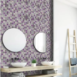 Carrelage Signature Mosaique de Verre mix Rose 3,1X3,1 cm - vendu par plaque de 30X30 cm -- Mosaïque Pour Wc