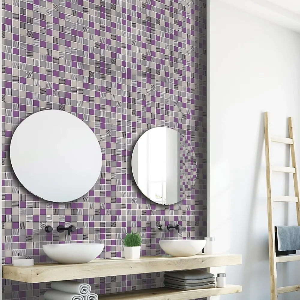 Carrelage Signature Mosaique de Verre mix Rose 3,1X3,1 cm - vendu par plaque de 30X30 cm -- Mosaïque Pour Wc