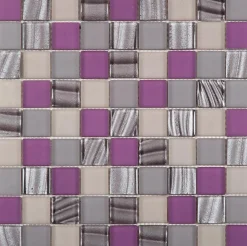 Carrelage Signature Mosaique de Verre mix Rose 3,1X3,1 cm - vendu par plaque de 30X30 cm -- Mosaïque Pour Wc