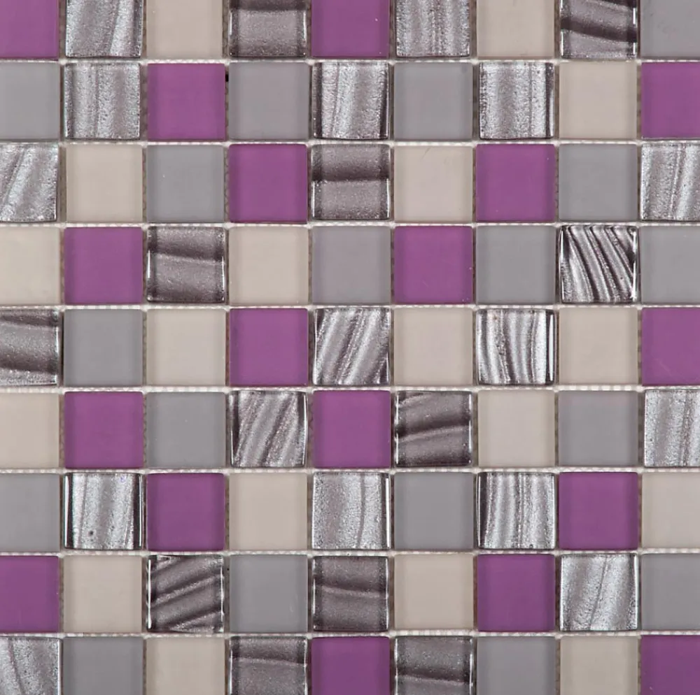 Carrelage Signature Mosaique de Verre mix Rose 3,1X3,1 cm - vendu par plaque de 30X30 cm -- Mosaïque Pour Wc
