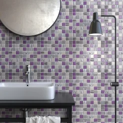 Carrelage Signature Mosaique de Verre mix Rose 3,1X3,1 cm - vendu par plaque de 30X30 cm -- Mosaïque Pour Wc