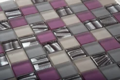 Carrelage Signature Mosaique de Verre mix Rose 3,1X3,1 cm - vendu par plaque de 30X30 cm -- Mosaïque Pour Wc