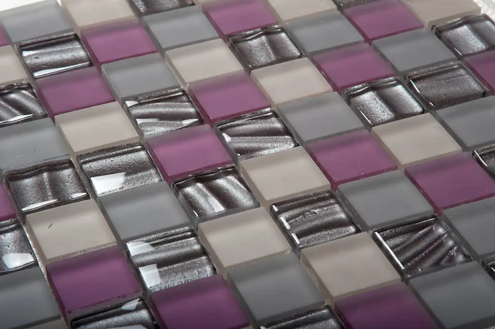 Carrelage Signature Mosaique de Verre mix Rose 3,1X3,1 cm - vendu par plaque de 30X30 cm -- Mosaïque Pour Wc