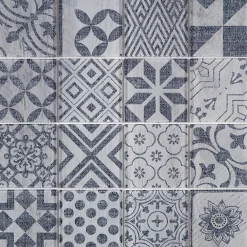 Carrelage Signature Mosaique de verre Motif Carreau Ciment Bleu/Gris 7.5 X 7.5 cm - vendu par plaque de 29.8X29.8 cm -- Mosaïque Pour Wc|Mosaïque Pour Pièce À Vivre