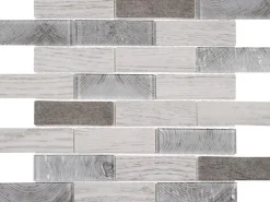 Carrelage Signature Mosaïque Pour Pièce À Vivre|Mosaïque Pour Douche<Mosaique de verre Recyclé en Barrettes 9.8X3.1 cm Marron/Gris/Beige Mat/Brillant - vendu par plaque de 26.4X30 cm -