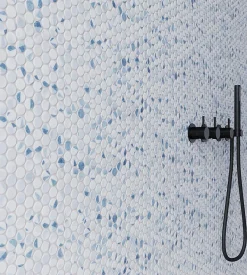 Carrelage Signature Mosaïque Pour Douche<Mosaique de verre recycle Ronde Blanc Bleu Geo - vendu par plaque de 29,7X30,5 cm-