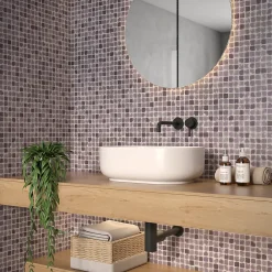 Carrelage Signature Mosaique de Verre Vieilli 2.5X2.5 Cm Mix Pourpre Format - vendu par plaque de 30X30 cm -- Mosaïque Pour Pièce À Vivre|Mosaïque Pour Salle De Bains