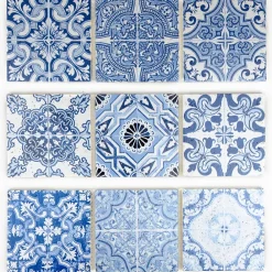 Casa Linéa Travertin<MOSAIQUE DECOR RENAISSANCE TRAVERTIN DECORE BLUE 1 PLAQUE 10 x 30,5 CM CASA LINEA