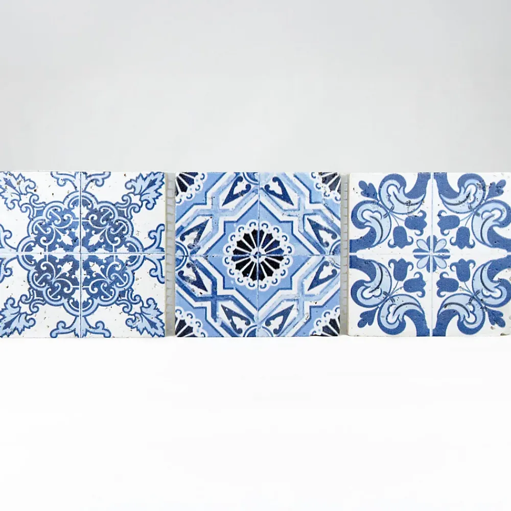Casa Linéa Travertin<MOSAIQUE DECOR RENAISSANCE TRAVERTIN DECORE BLUE 1 PLAQUE 10 x 30,5 CM CASA LINEA