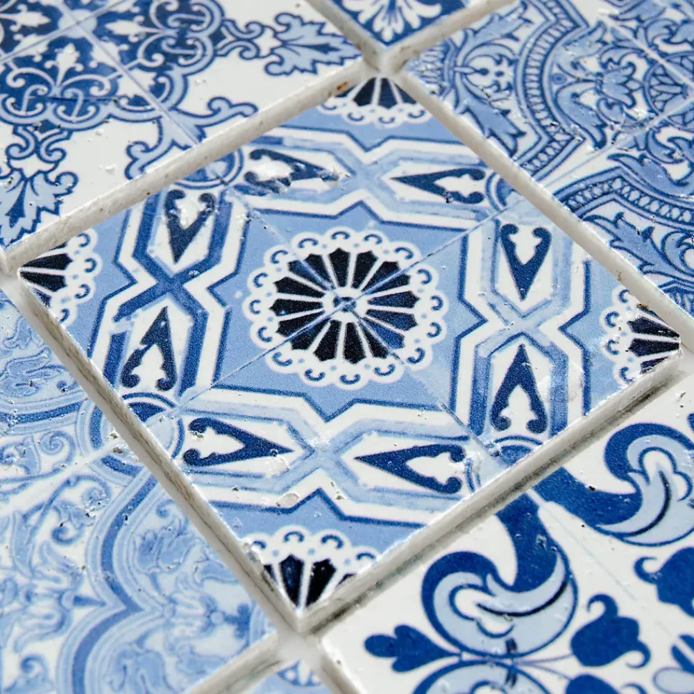 Casa Linéa Travertin<MOSAIQUE DECOR RENAISSANCE TRAVERTIN DECORE BLUE 1 PLAQUE 10 x 30,5 CM CASA LINEA