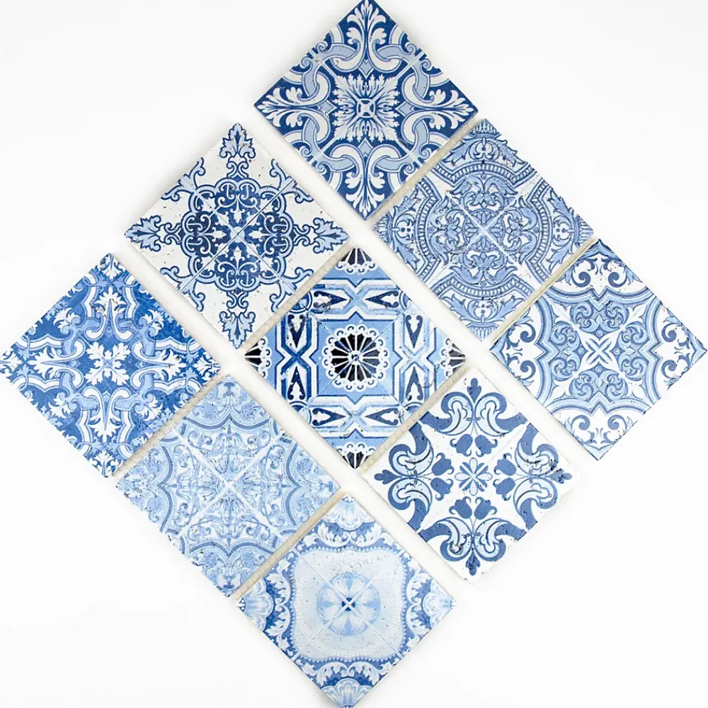 Casa Linéa Travertin<MOSAIQUE DECOR RENAISSANCE TRAVERTIN DECORE BLUE 1 PLAQUE 10 x 30,5 CM CASA LINEA
