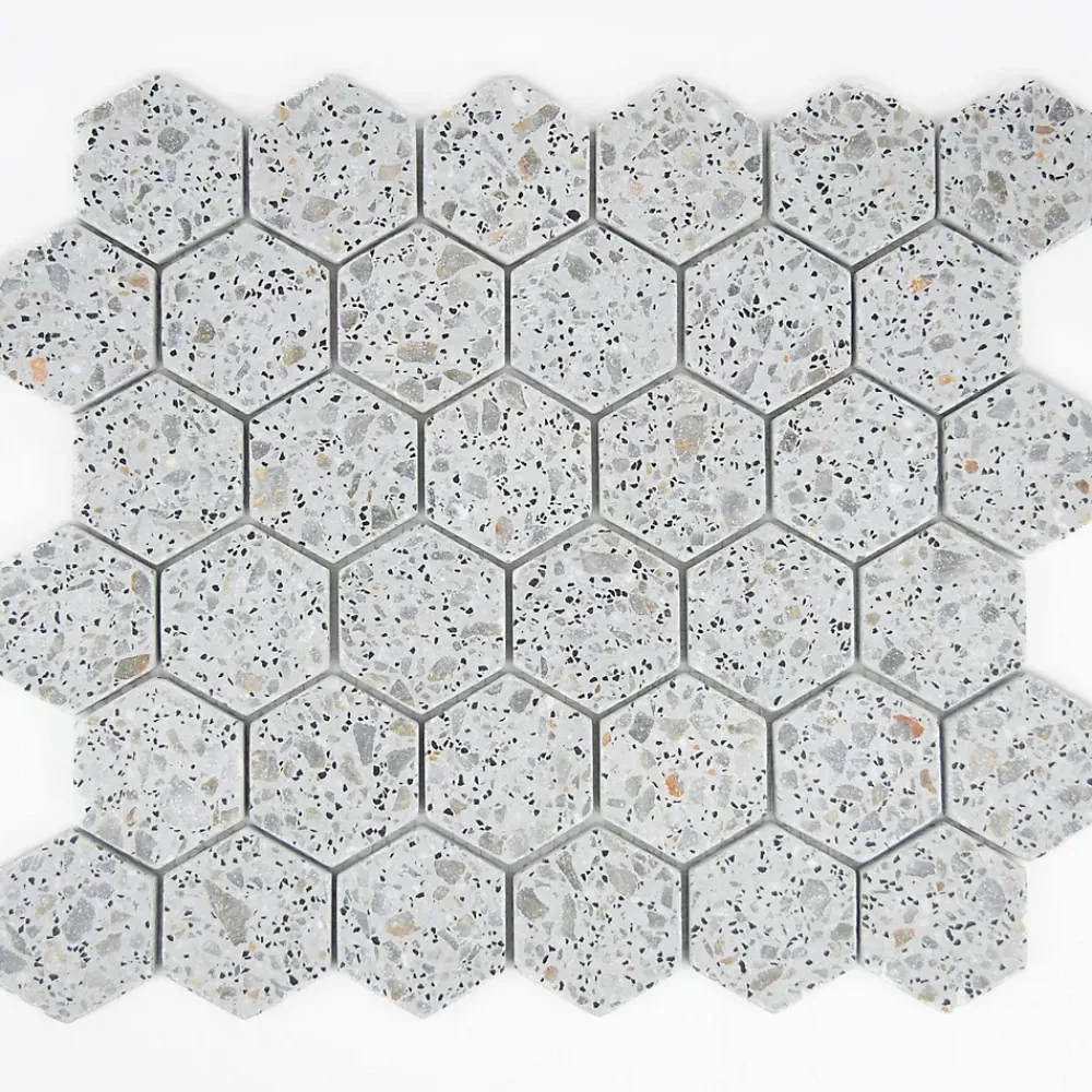 Casa Linéa MOSAIQUE HEXAGONE TERRAZZO LIGHT GREY 1 PLAQUE 30,5 x 30,5 CM CASA LINEA- Mosaïque Pour Wc