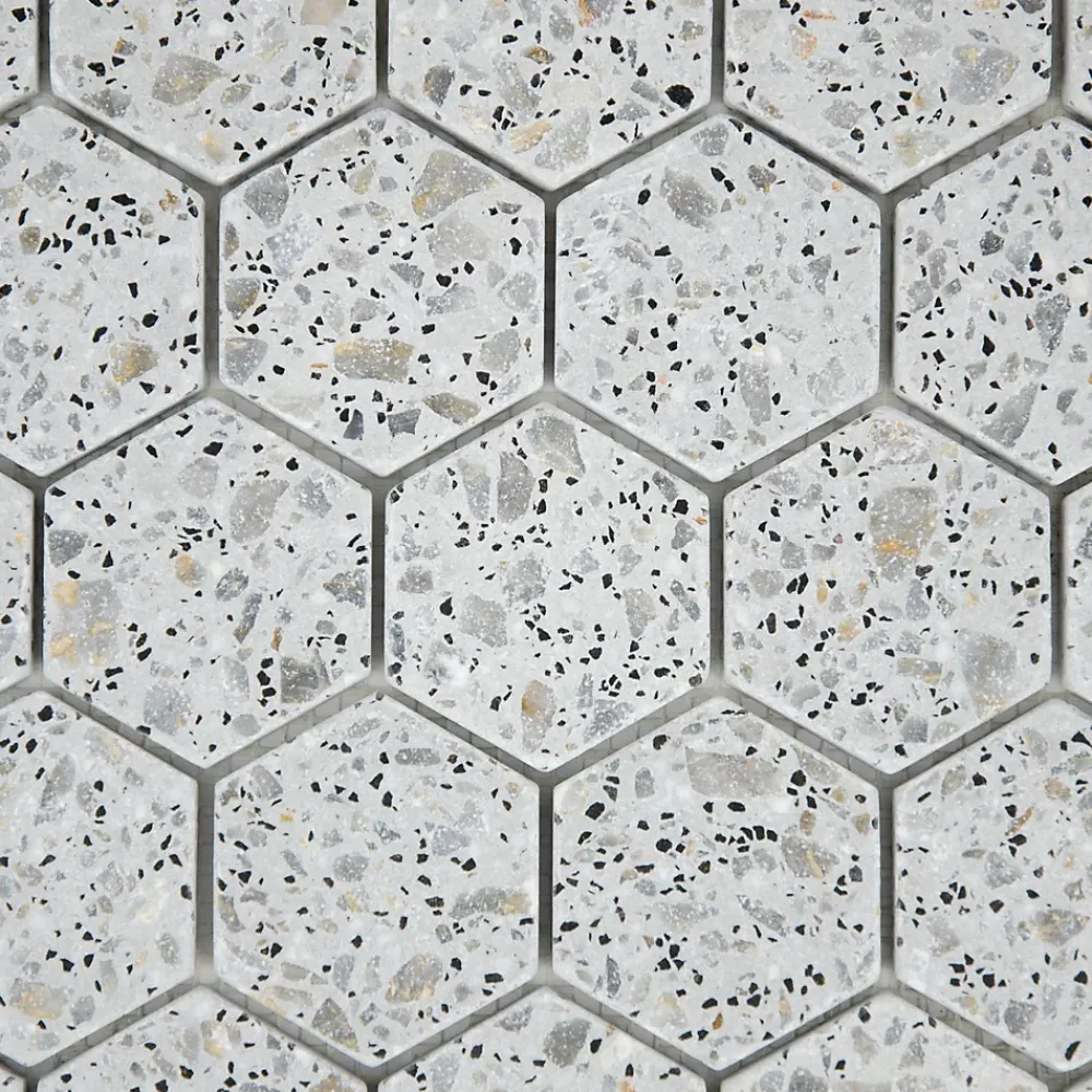 Casa Linéa MOSAIQUE HEXAGONE TERRAZZO LIGHT GREY 1 PLAQUE 30,5 x 30,5 CM CASA LINEA- Mosaïque Pour Wc