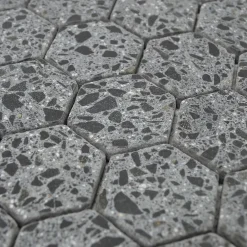 Casa Linéa MOSAIQUE HEXAGONE TERRAZZO BLACK 1 PLAQUE 30,5 x 30,5 CM CASA LINEA- Mosaïque Pour Salle De Bains