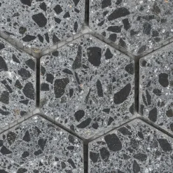 Casa Linéa MOSAIQUE HEXAGONE TERRAZZO BLACK 1 PLAQUE 30,5 x 30,5 CM CASA LINEA- Mosaïque Pour Salle De Bains