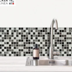 Casa Linéa MOSAIQUE LES SUBLIMES SILVER BLACK 1 PLAQUE 30 x 30 CM CASA LINEA- Mosaïque Pour Douche