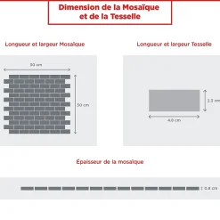 Casa Linéa MOSAIQUE LES TENDANCES BRIQUETTE CHROME 1 PLAQUE 30 x 30 CM CASA LINEA- Mosaïque Pour Pièce À Vivre