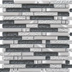 Casa Linéa Mosaïque Pour Salle De Bains|Mosaïque<MOSAIQUE LES TENDANCES VERMETAL TUBE GRIS 1 PLAQUE 30 x 30 CM CASA LINEA