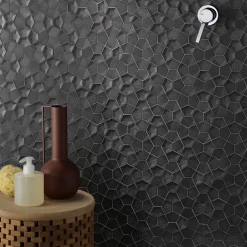 Carrelage Signature Mosaique Palladiane Aluminium 3D Noir - vendu par plaque de 27.9X27.9 cm -- Mosaïque Pour Salle De Bains|Mosaïque