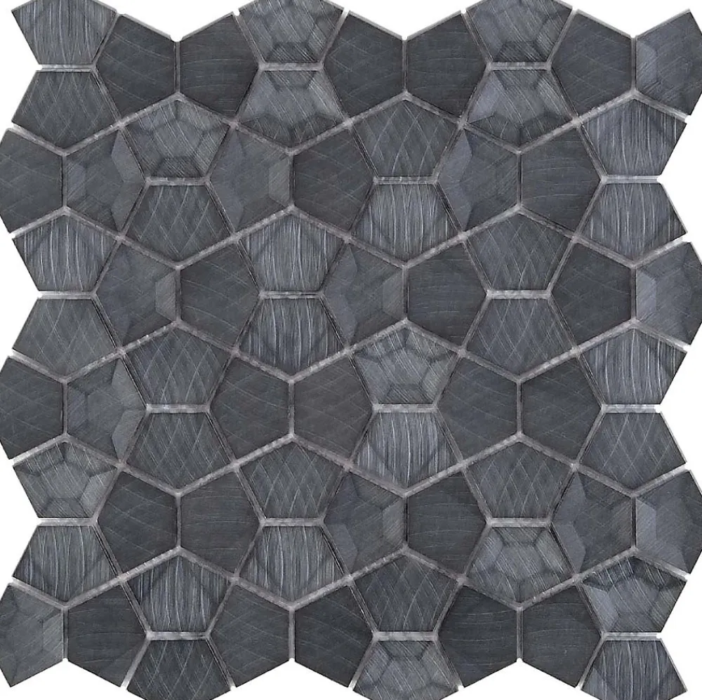 Carrelage Signature Mosaique Palladiane Aluminium 3D Noir - vendu par plaque de 27.9X27.9 cm -- Mosaïque Pour Salle De Bains|Mosaïque