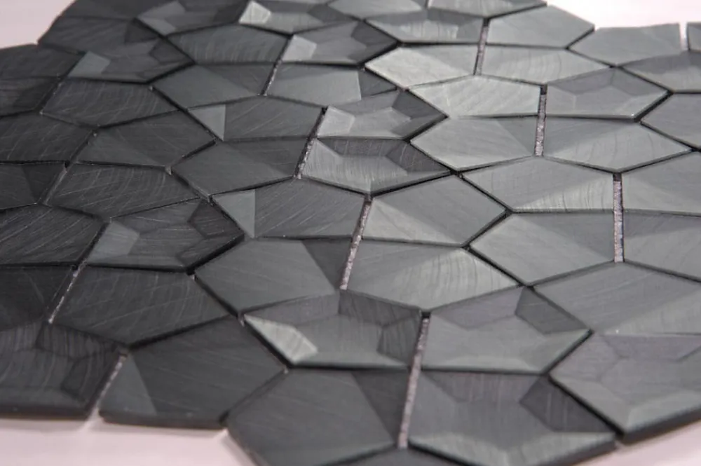Carrelage Signature Mosaique Palladiane Aluminium 3D Noir - vendu par plaque de 27.9X27.9 cm -- Mosaïque Pour Salle De Bains|Mosaïque