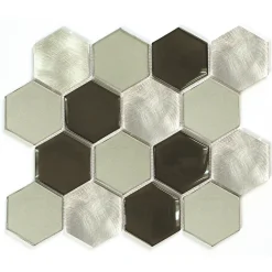 Mat Inter Mosaique verre + aluminium Pluton argent L. 26 x l. 30 cm- Mosaïque Pour Douche|Mosaïque Pour Wc