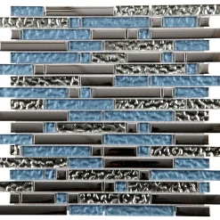 Mat Inter Mosaïque Pour Douche<Mosaique verre Long bleu L. 30 x l. 30 cm