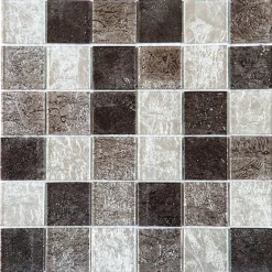 Carrelage Signature Mosaïque Pour Pièce À Vivre|Mosaïque Pour Douche<Mosaqiue de verre Froisse Noir Gris Argent 4.8 X 4.8 Cm - vendu par plaque de 30 X 30 Cm -