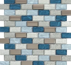 GoodHome Mosaïque 30 x 30 cm Glass bleu- Mosaïque Pour Douche|Mosaïque Pour Wc