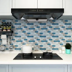 GoodHome Mosaïque 30 x 30 cm Glass bleu- Mosaïque Pour Douche|Mosaïque Pour Wc