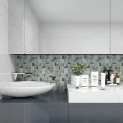 GoodHome Mosaïque Pour Douche|Mosaïque Pour Wc<Mosaïque 30 x 30 cm Seventies bleu