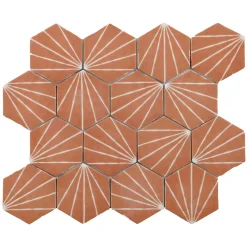 Mat Inter Mosaïque 26,3 x 30,2cm Terracotta- Mosaïque Pour Pièce À Vivre|Mosaïque