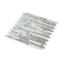 Decoon Mosaïque Alu / Verre - Black / White - Barrettes- Mosaïque Pour Salle De Bains|Mosaïque Pour Douche