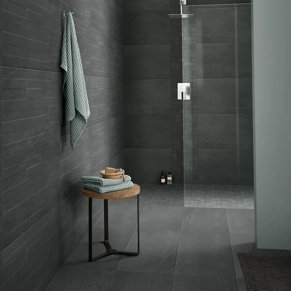 GoodHome Mosaïque anthracite 30,4x30,3cm Slate- Mosaïque Pour Pièce À Vivre|Mosaïque