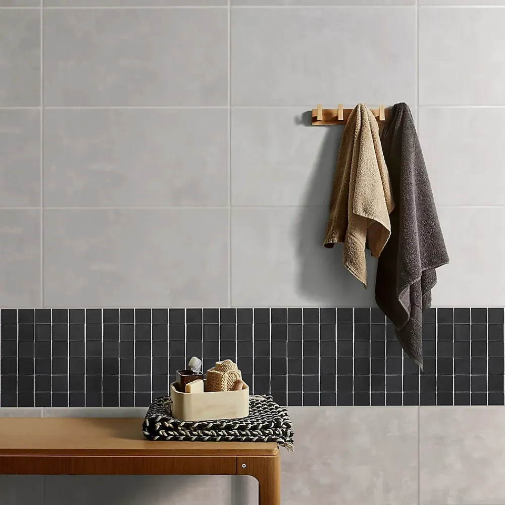 GoodHome Mosaïque anthracite 30,4x30,3cm Slate- Mosaïque Pour Pièce À Vivre|Mosaïque