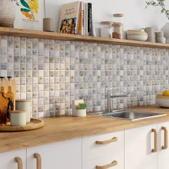 Mat Inter Mosaïque Pour Pièce À Vivre|Mosaïque<Mosaïque beige 4,8 x 4,8 cm Tahat travertin pierre naturelle
