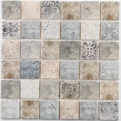 Mat Inter Mosaïque Pour Pièce À Vivre|Mosaïque<Mosaïque beige 4,8 x 4,8 cm Tahat travertin pierre naturelle