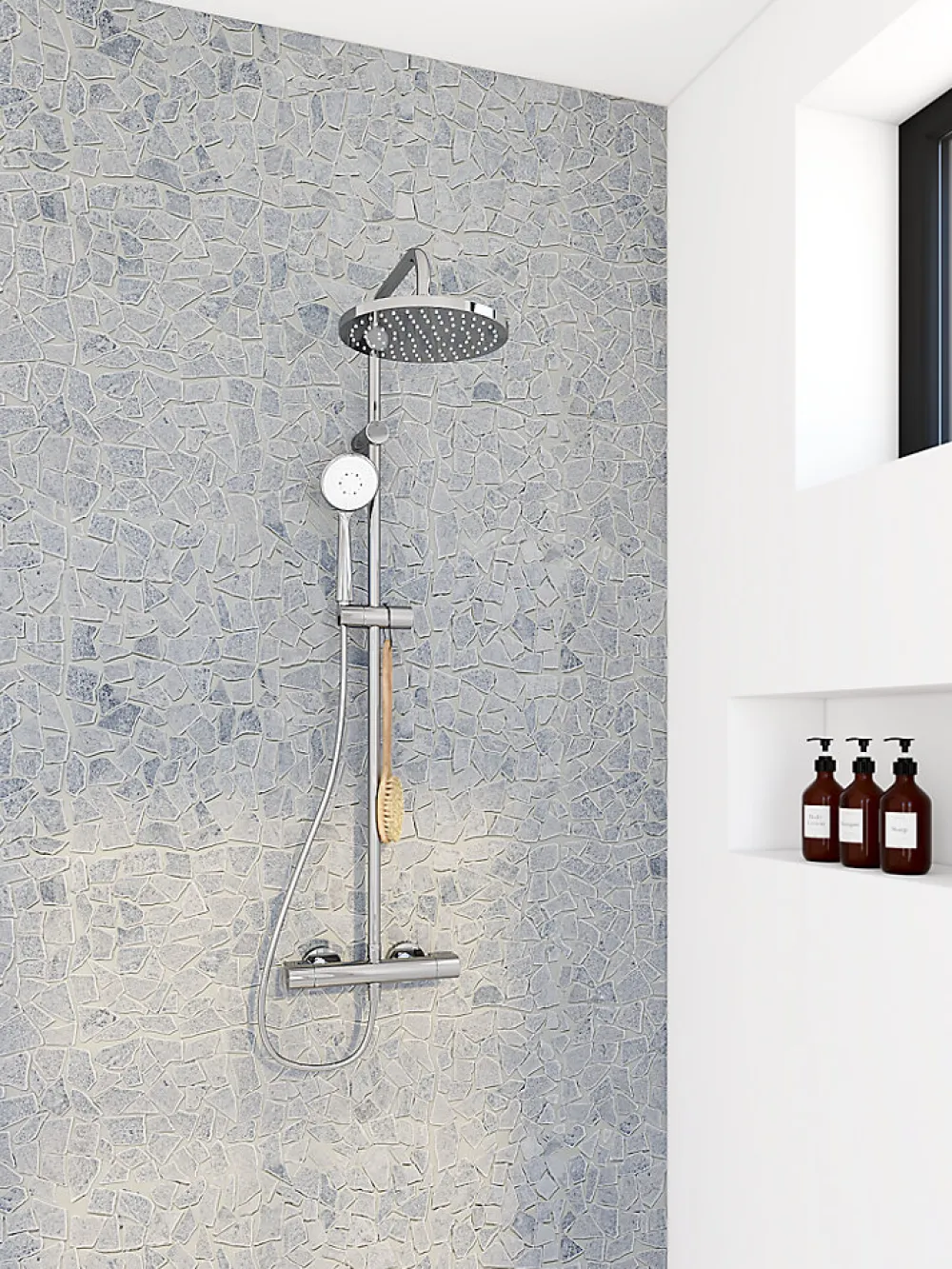 GoodHome Mosaïque beige 31,5x31,5cm Bohai- Travertin|Mosaïque Pour Douche