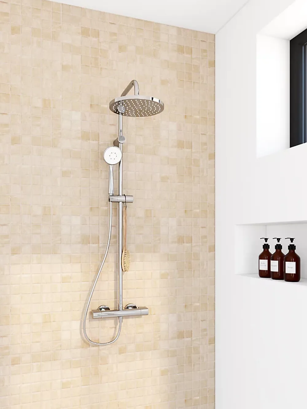 GoodHome Mosaïque beige 30x30cm Soft travertin- Mosaïque|Mosaïque Pour Douche