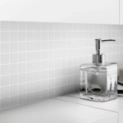 GoodHome Mosaïque blanc 30x30cm Plain carré- Mosaïque Pour Douche|Mosaïque Pour Wc
