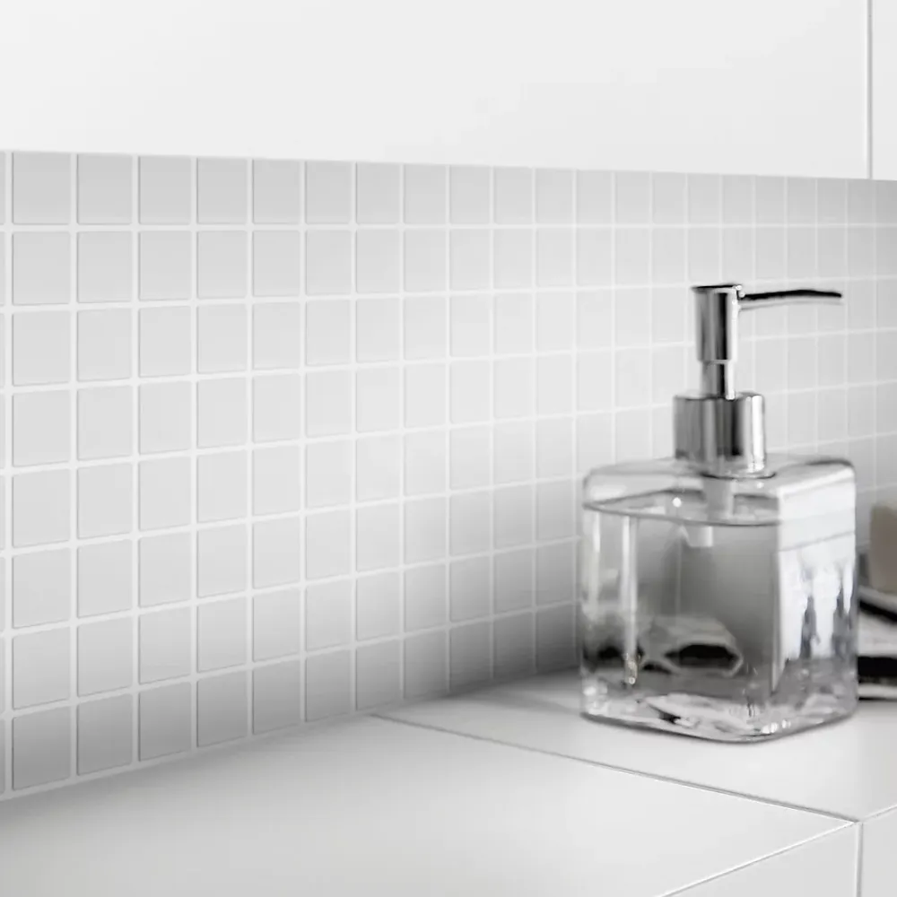 GoodHome Mosaïque blanc 30x30cm Plain carré- Mosaïque Pour Douche|Mosaïque Pour Wc