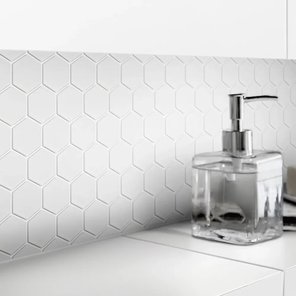 GoodHome Mosaïque blanc 30x30cm Plain- Mosaïque|Mosaïque Pour Wc