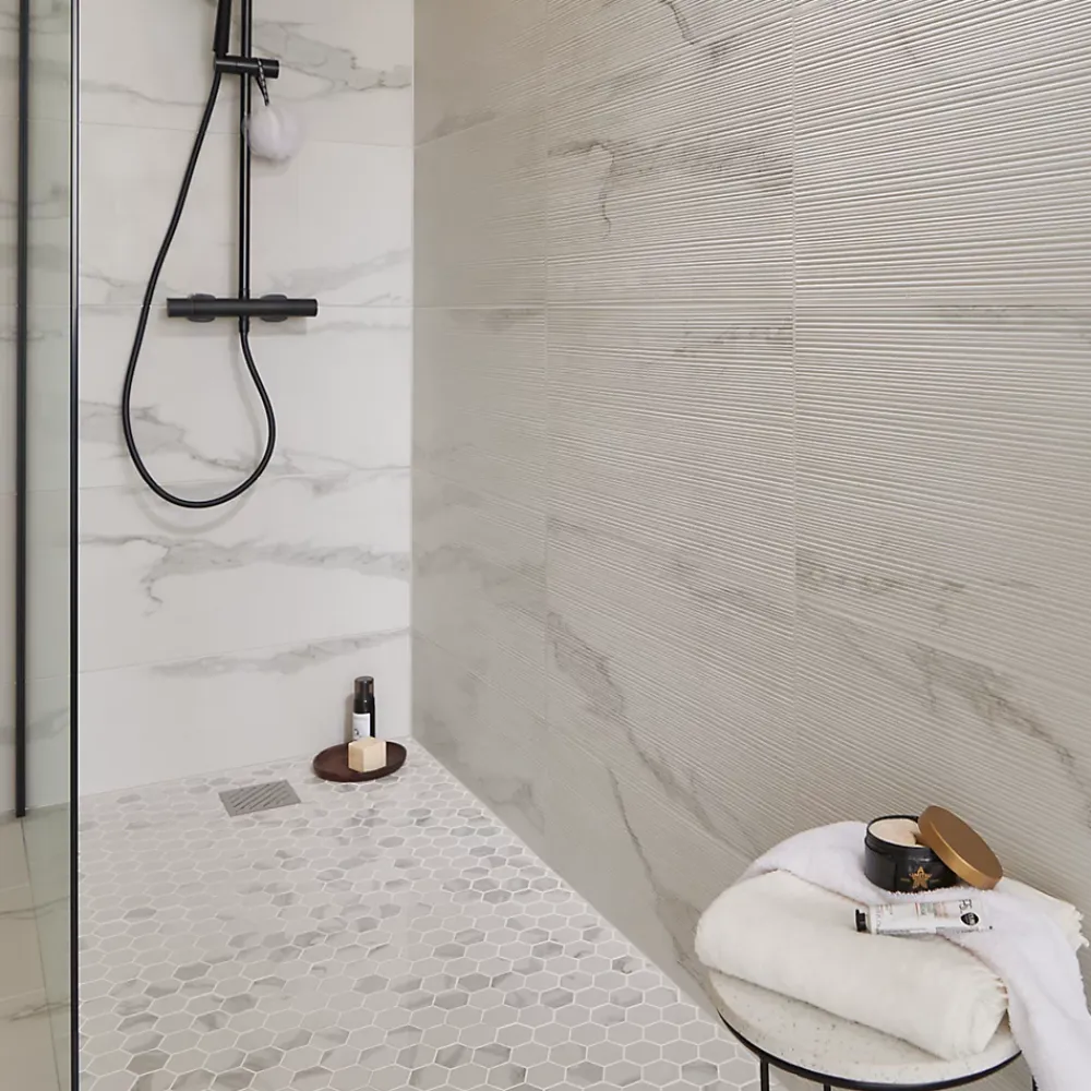 GoodHome Mosaïque blanc 30x30cm Ultimate marble mat- Mosaïque|Mosaïque Pour Douche