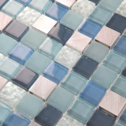 GoodHome Mosaïque Pour Douche|Mosaïque Pour Wc<Mosaïque bleu 30x30cm Lizon